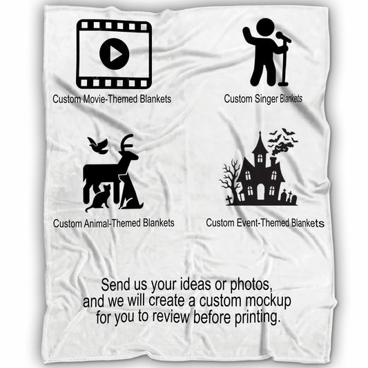 Custom Photo & Theme Fleece Blanket – Personalized Movie, Singer, Pet & Any Theme Blanket, Personalized Gift Blanket