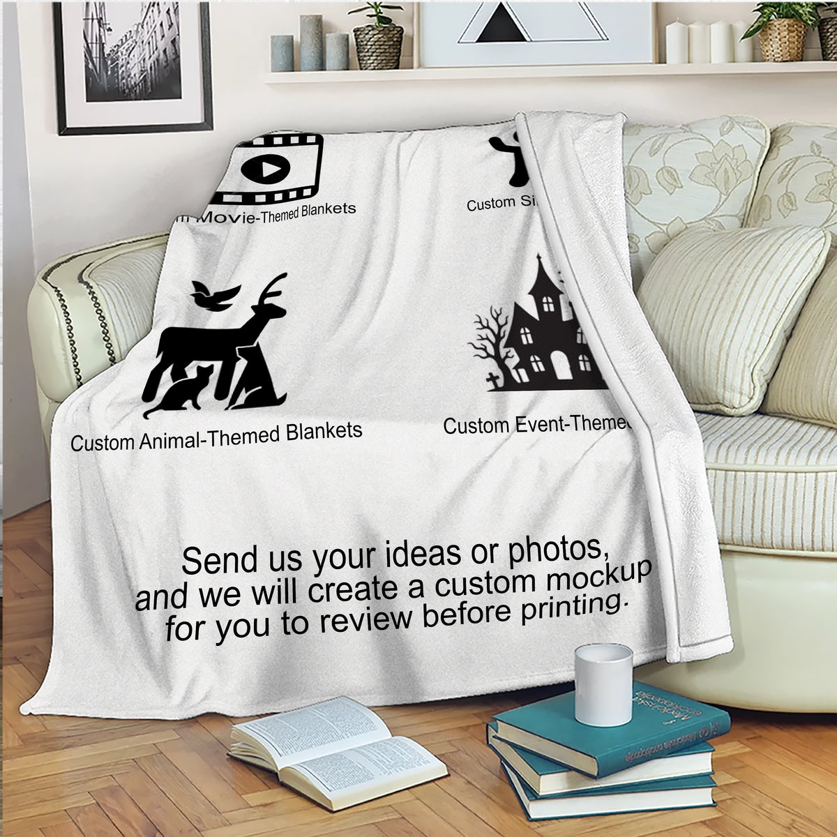 Custom Photo & Theme Fleece Blanket – Personalized Movie, Singer, Pet & Any Theme Blanket, Personalized Gift Blanket
