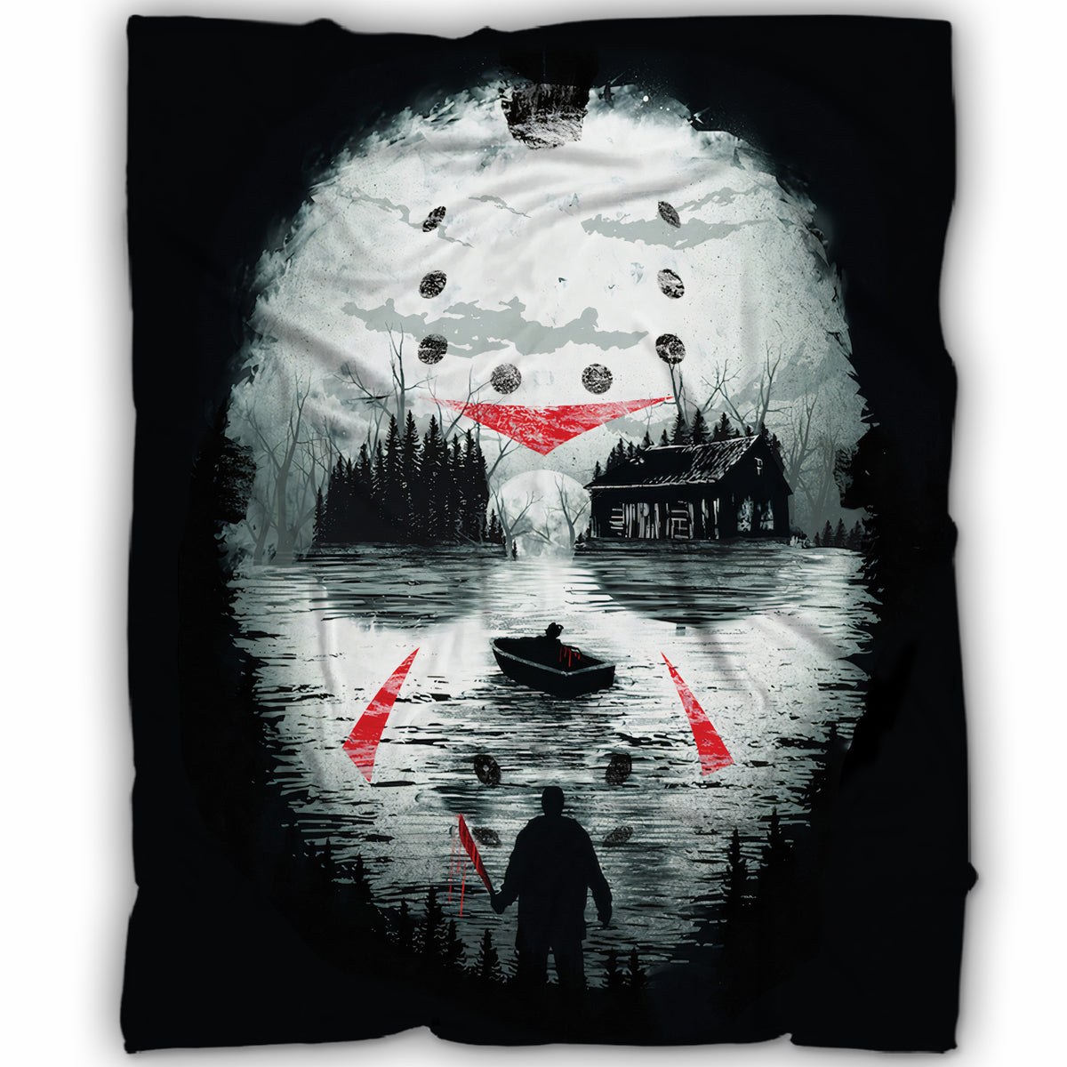Friday the 13th Horror Movie Blanket, Halloween Blanket Gift, Jason Voorhees Flannel Fleece Sherpa Blanket