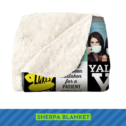 Gilmore Girls Collage Blanket, Stars Hollow Quotes & Icons Fleece Sherpa Throw, TV Show Fan Gift