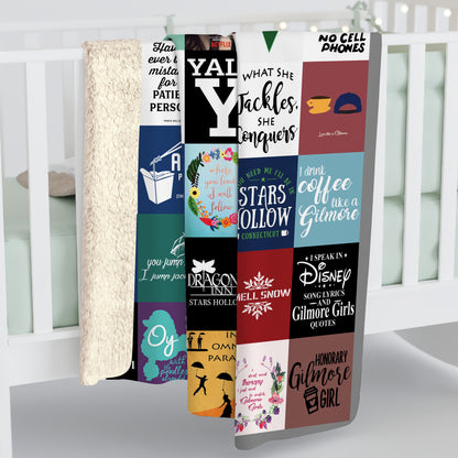 Gilmore Girls Collage Blanket, Stars Hollow Quotes & Icons Fleece Sherpa Throw, TV Show Fan Gift