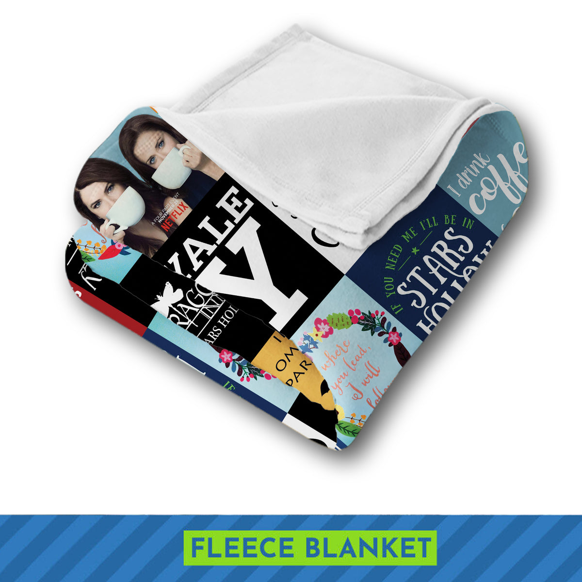 Gilmore Girls Collage Blanket, Stars Hollow Quotes & Icons Fleece Sherpa Throw, TV Show Fan Gift