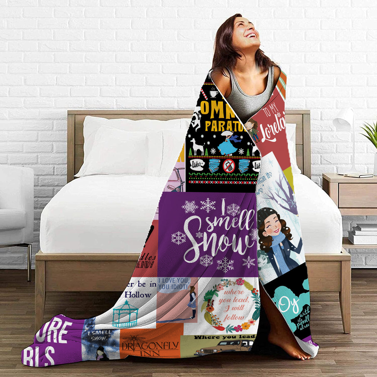 Gilmore Girls Winter & Snow Collage Blanket, Stars Hollow Christmas Holiday Fleece Throw, TV Show Fan Gift