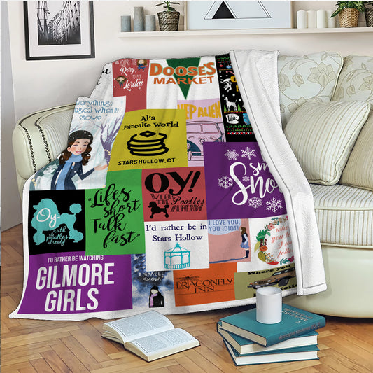 Gilmore Girls Winter & Snow Collage Blanket, Stars Hollow Christmas Holiday Fleece Throw, TV Show Fan Gift