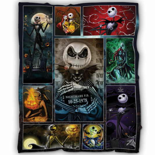Jack Skellington Bad Boy Mugshot Fleece Blanket – Nightmare P.D. Spooky Dark Fantasy Throw