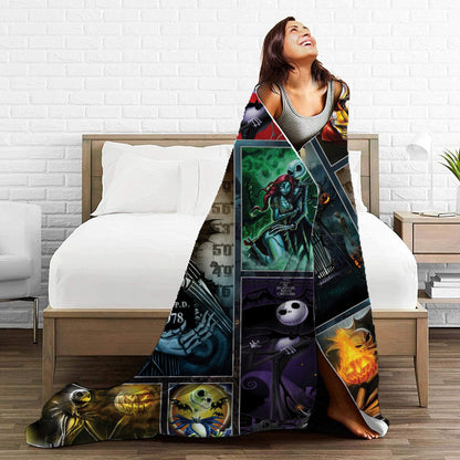 Jack Skellington Bad Boy Mugshot Fleece Blanket – Nightmare P.D. Spooky Dark Fantasy Throw