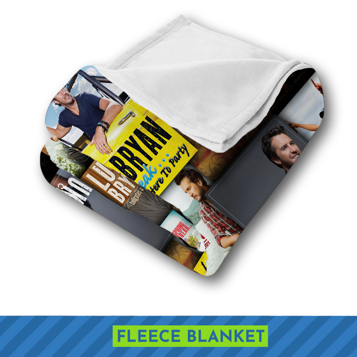Luke Bryan Album Covers & Tour Collage Blanket, Spring Break Edition, Cozy Fleece Throw, Country Music Souvenir