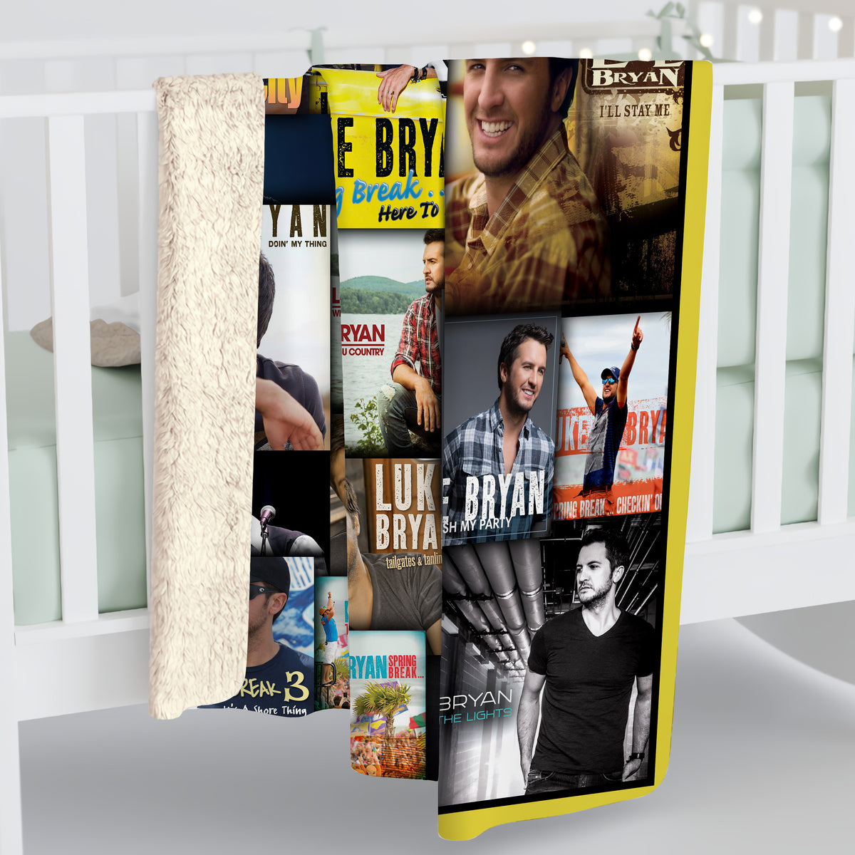 Luke Bryan Album Covers & Tour Collage Blanket, Spring Break Edition, Cozy Fleece Throw, Country Music Souvenir
