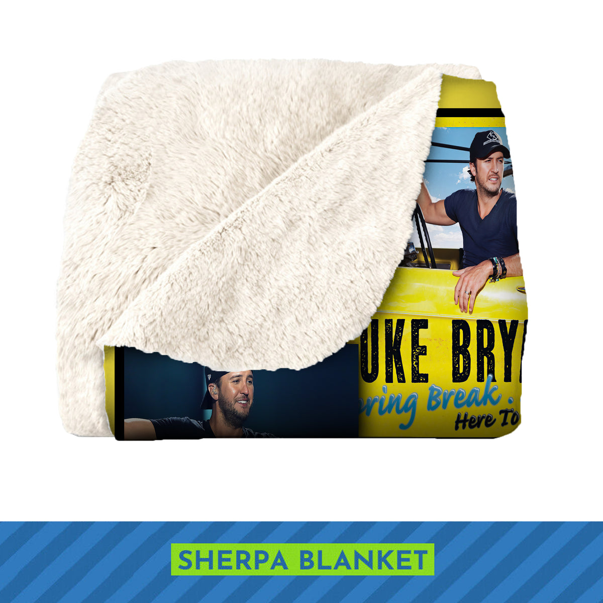 Luke Bryan Album Covers & Tour Collage Blanket, Spring Break Edition, Cozy Fleece Throw, Country Music Souvenir