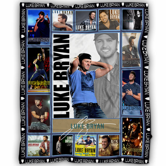 Luke Bryan Country Music Collage Blanket, Ultimate Fan Cozy Fleece Throw, Country Concert Souvenir