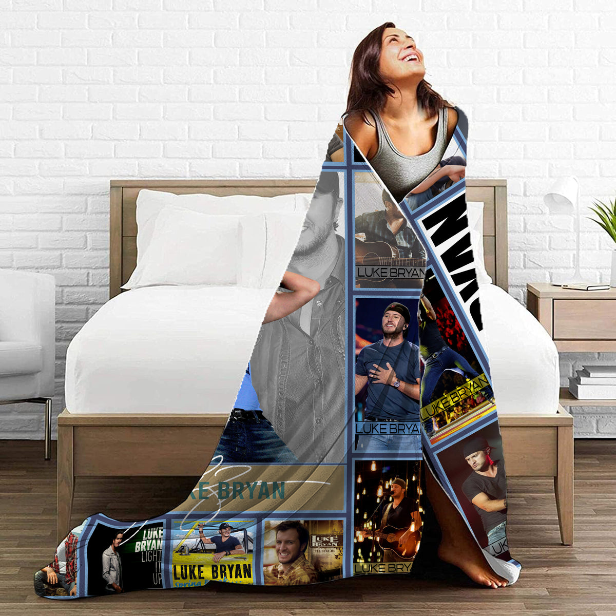 Luke Bryan Country Music Collage Blanket, Ultimate Fan Cozy Fleece Throw, Country Concert Souvenir