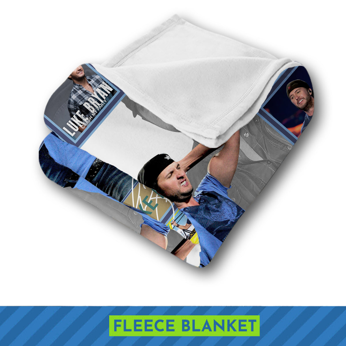 Luke Bryan Country Music Collage Blanket, Ultimate Fan Cozy Fleece Throw, Country Concert Souvenir