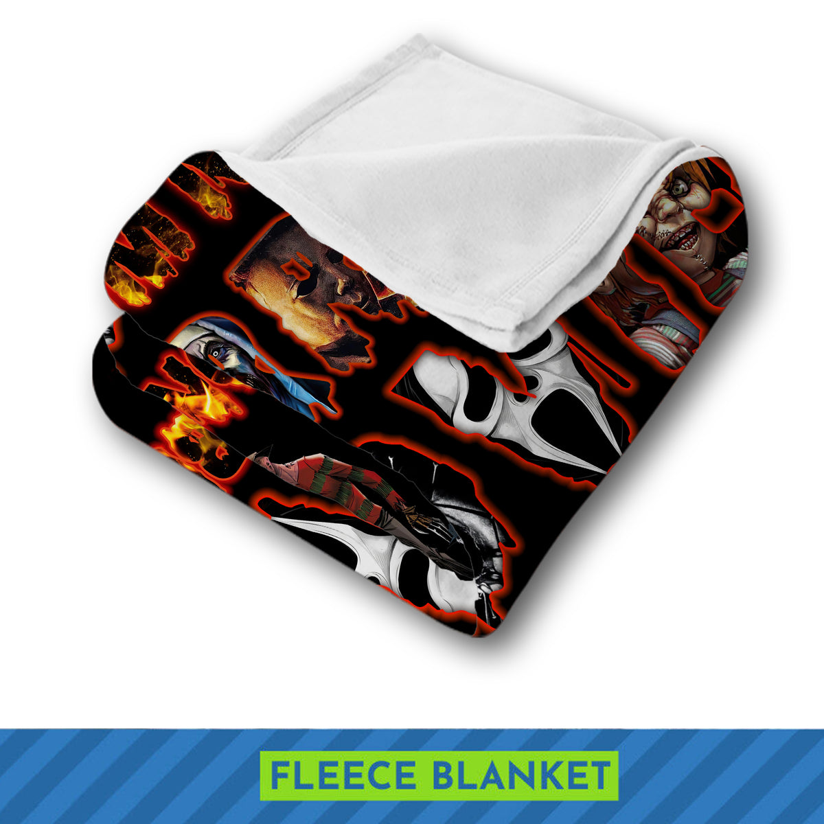 Personalized Horror Movie Watching Blanket, Halloween Blanket Gift, Scary Movie Fleece Sherpa Blanket