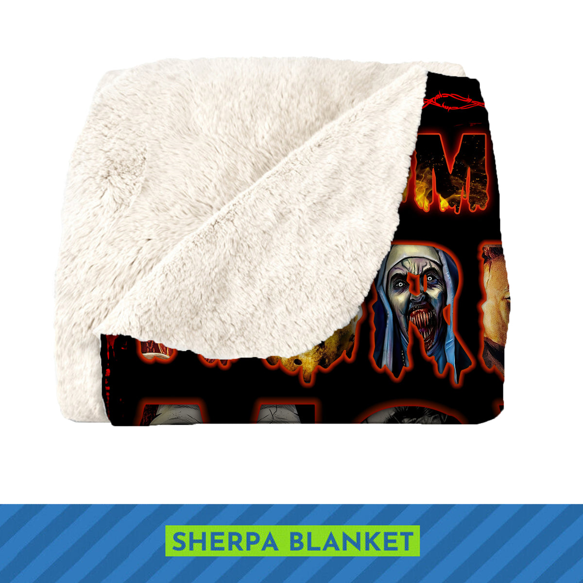 Personalized Horror Movie Watching Blanket, Halloween Blanket Gift, Scary Movie Fleece Sherpa Blanket