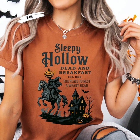 Sleepy Hollow Halloween Shirt, Comfort Colors Gothic Horror Tee, Retro Dead and Breakfast TShirt