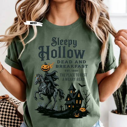 Sleepy Hollow Halloween Shirt, Comfort Colors Gothic Horror Tee, Retro Dead and Breakfast TShirt