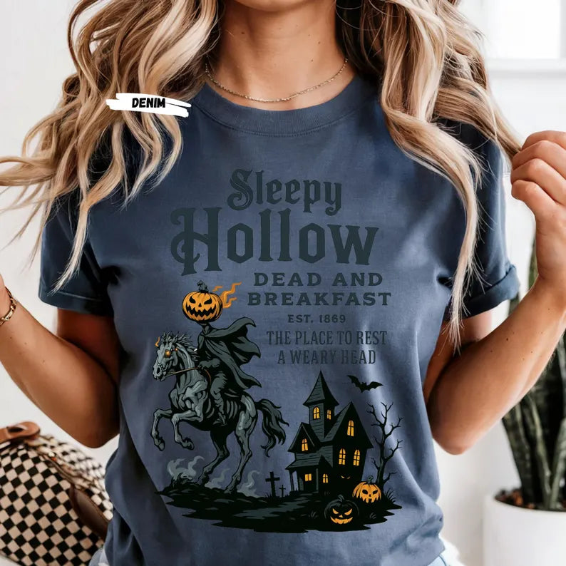 Sleepy Hollow Halloween Shirt, Comfort Colors Gothic Horror Tee, Retro Dead and Breakfast TShirt