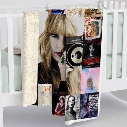 Taylor Swift Eras Photo & Album Collage Blanket, 1989 & Reputation Era Throw, Cozy Fleece Music Souvenir