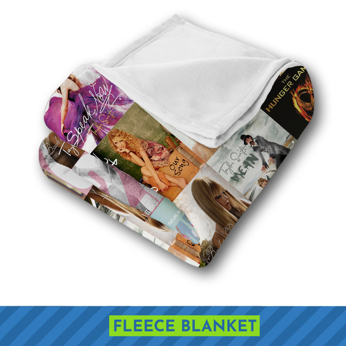 Taylor Swift Album & Single Covers Grid Blanket, Ultimate Eras Tour Souvenir, Cozy Fleece Throw