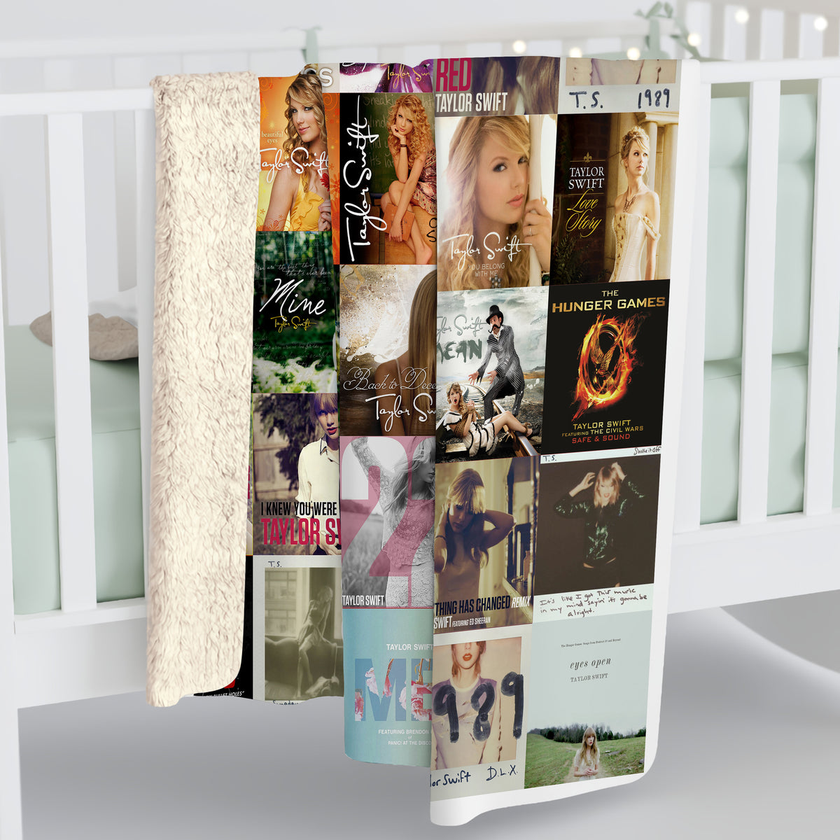 Taylor Swift Album & Single Covers Grid Blanket, Ultimate Eras Tour Souvenir, Cozy Fleece Throw