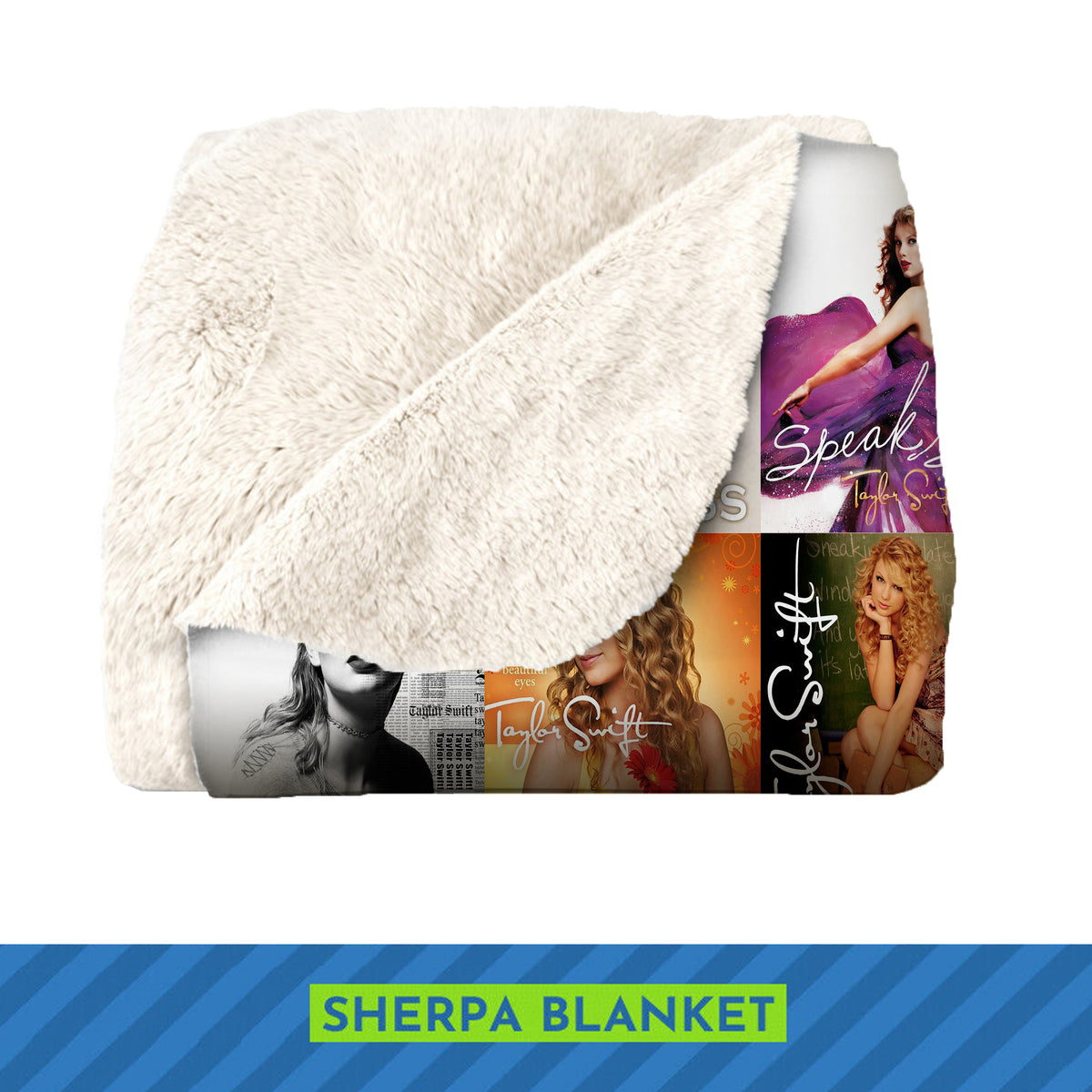 Taylor Swift Album & Single Covers Grid Blanket, Ultimate Eras Tour Souvenir, Cozy Fleece Throw