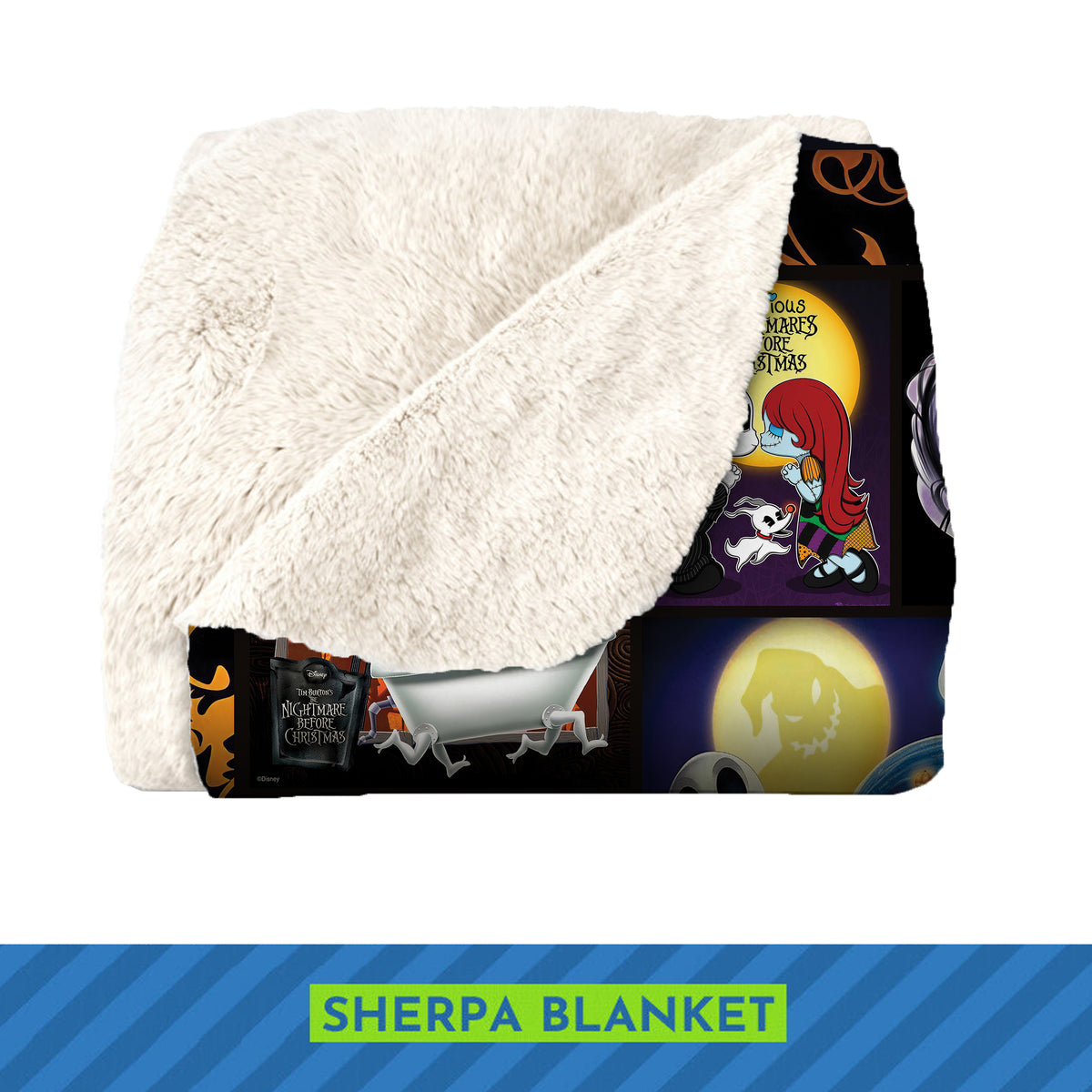 The Nightmare Before Christmas Fleece Blanket – Jack and Sally Spooky Love & Halloween Collage Throw