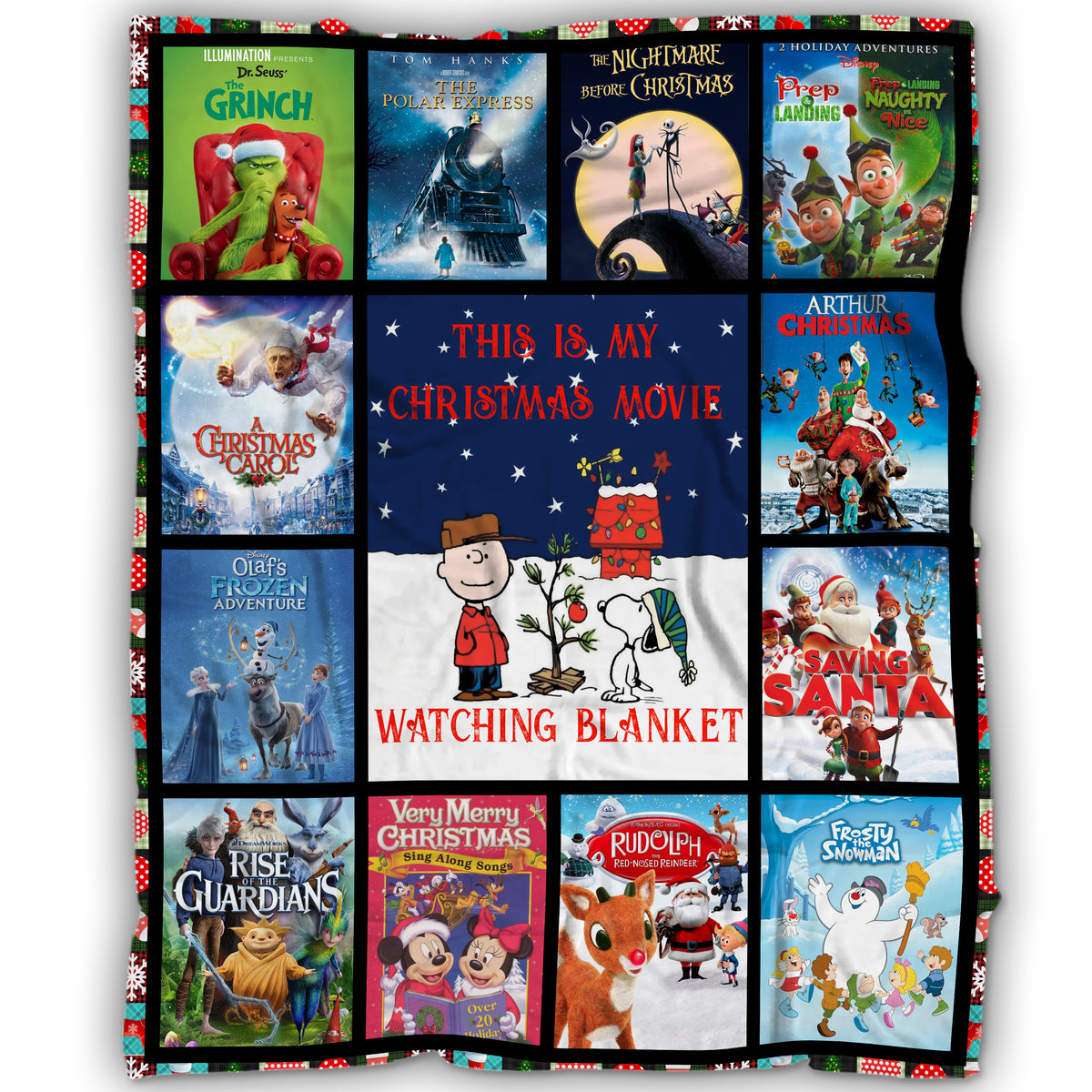 This Is My Christmas Movie Watching Blanket – Festive Cartoon Holiday Movie Night Blanket for Family & Kids