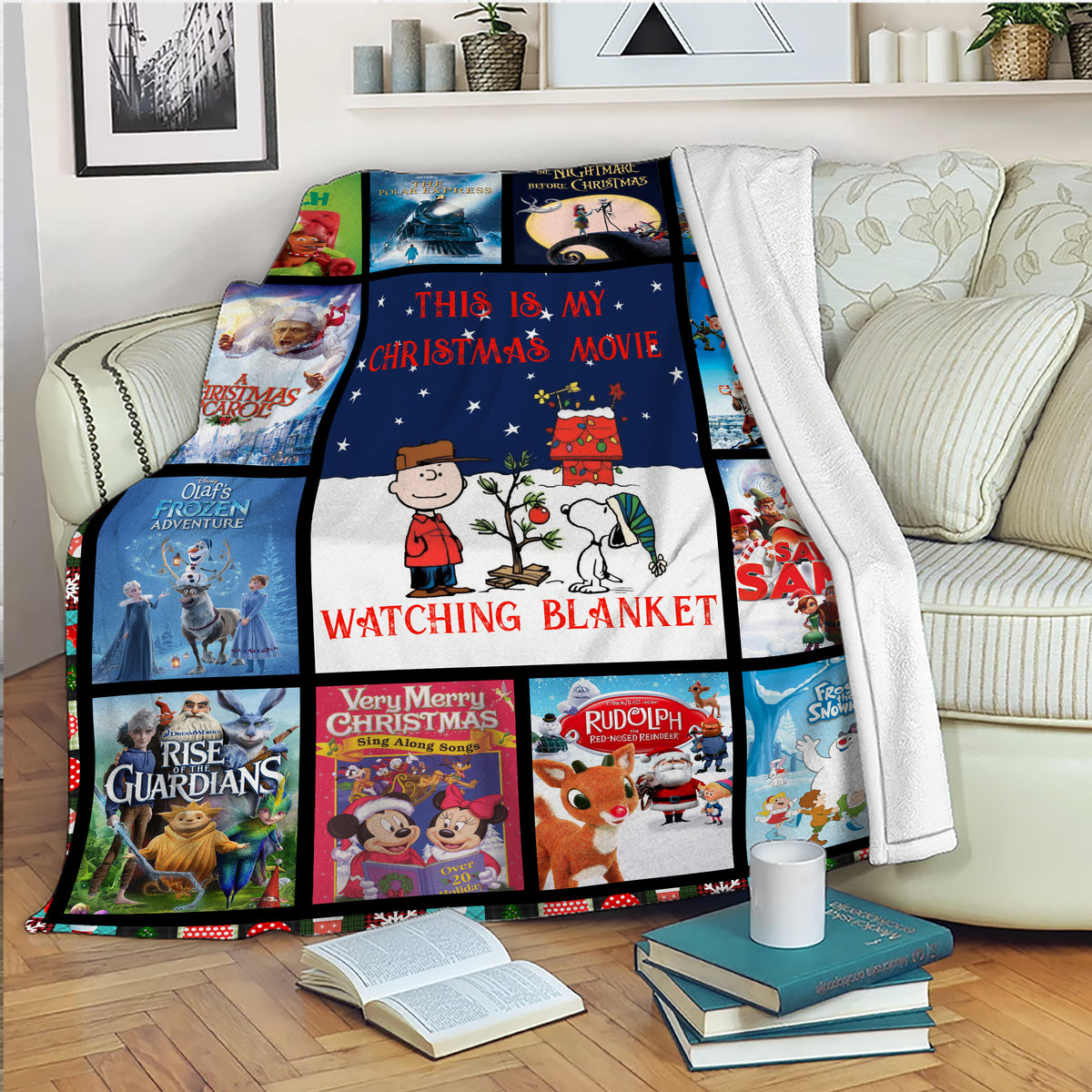 This Is My Christmas Movie Watching Blanket – Festive Cartoon Holiday Movie Night Blanket for Family & Kids