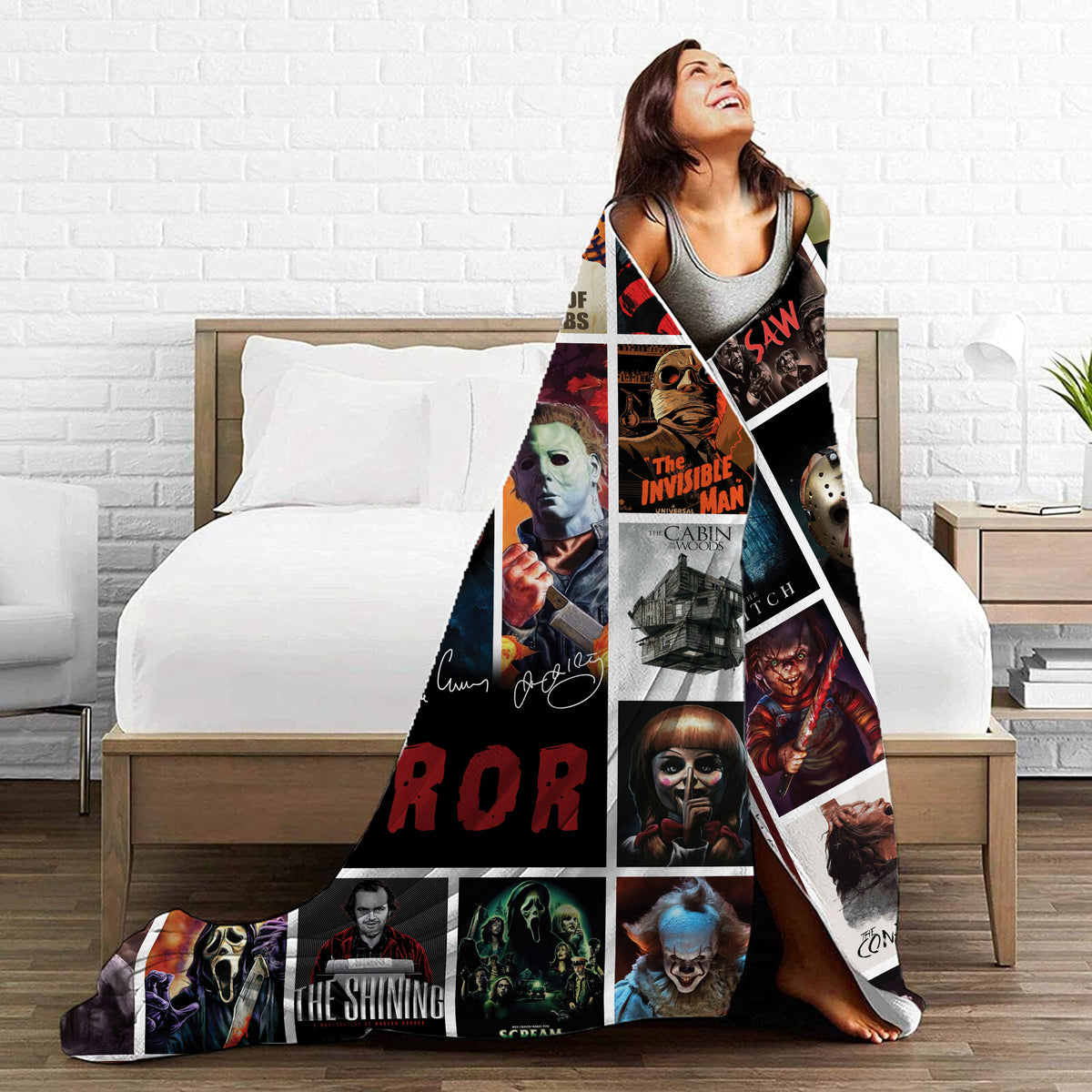 This is My Horror Movie Watching Blanket, Character Halloween Blanket Gift, Scary Movie Fleece Sherpa