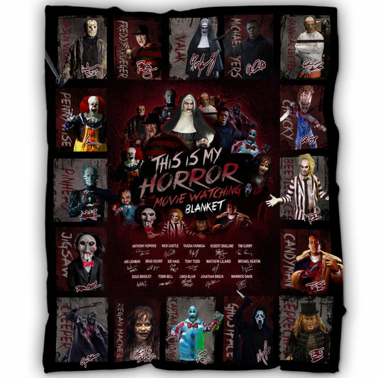 This is My Horror Movie Watching Blanket, Halloween Blanket Gift, Horror Icons Flannel Fleece Sherpa Blanket