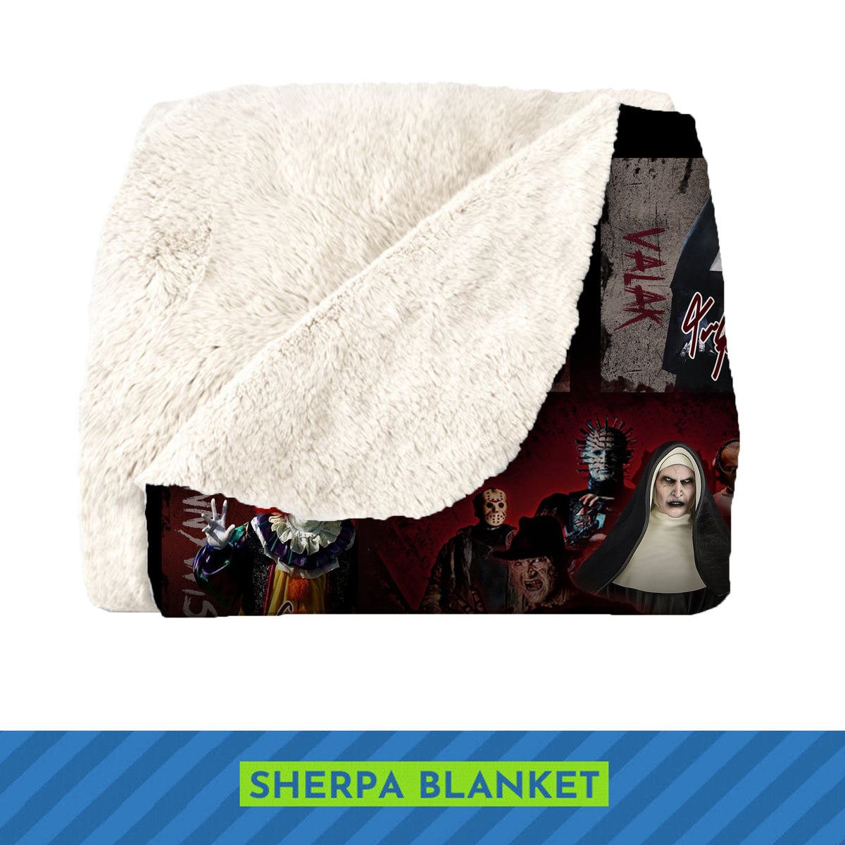 This is My Horror Movie Watching Blanket, Halloween Blanket Gift, Horror Icons Flannel Fleece Sherpa Blanket