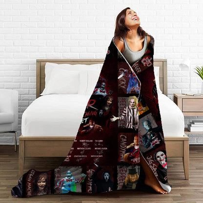 This is My Horror Movie Watching Blanket, Halloween Blanket Gift, Horror Icons Flannel Fleece Sherpa Blanket