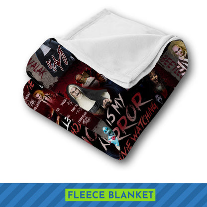 This is My Horror Movie Watching Blanket, Halloween Blanket Gift, Horror Icons Flannel Fleece Sherpa Blanket