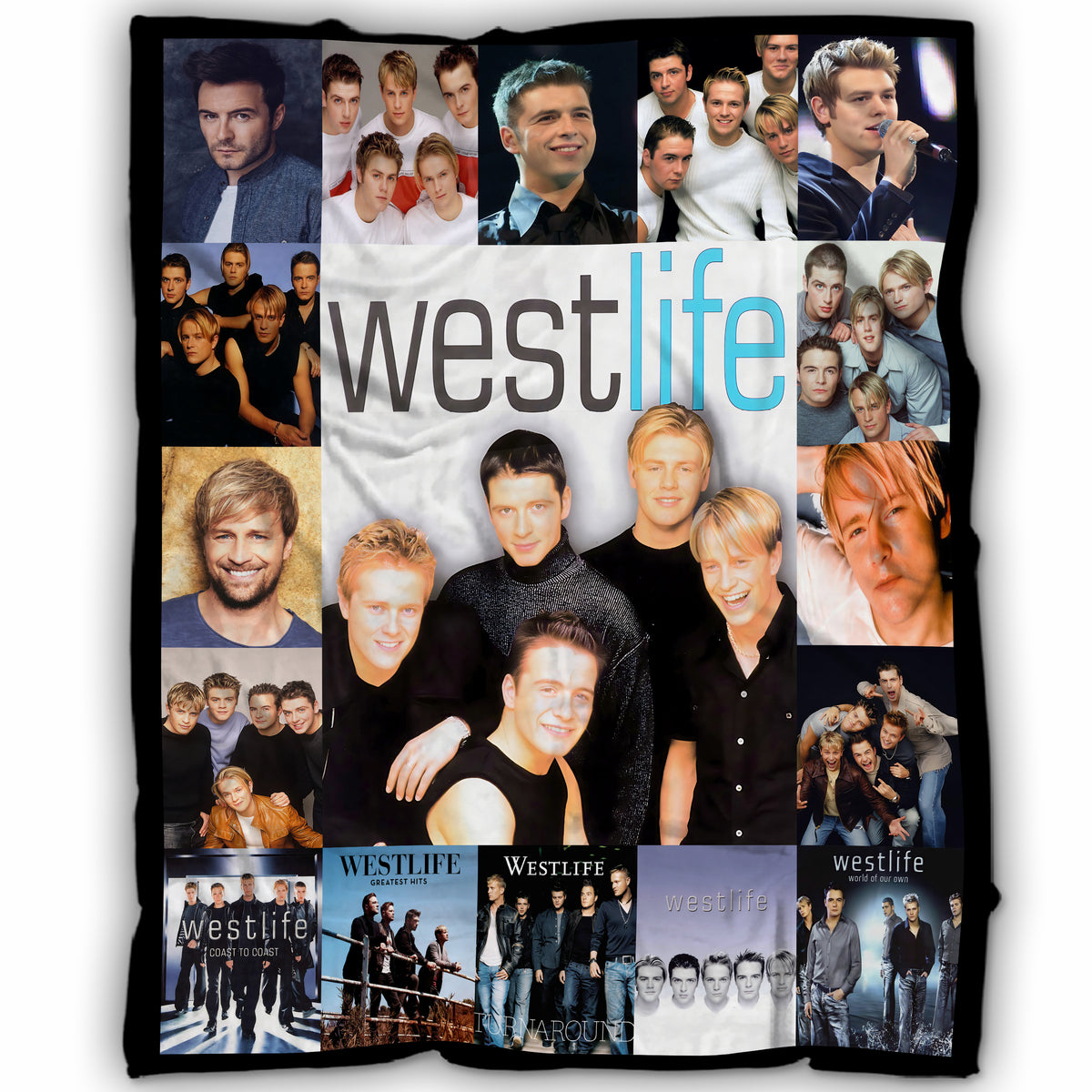 Westlife Boyband Collage Blanket, 90s 2000s Pop Music Souvenir, Ultimate Fan Cozy Fleece Throw