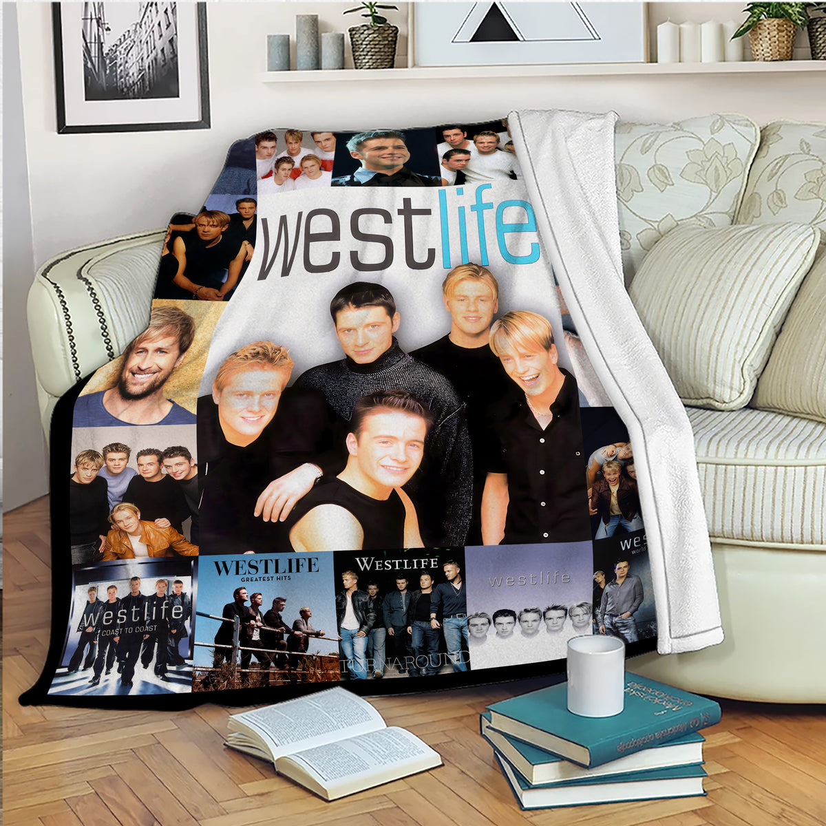 Westlife Boyband Collage Blanket, 90s 2000s Pop Music Souvenir, Ultimate Fan Cozy Fleece Throw
