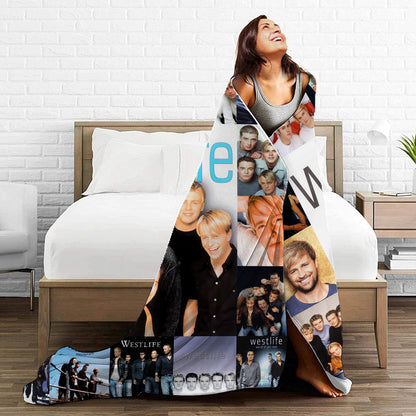 Westlife Boyband Collage Blanket, 90s 2000s Pop Music Souvenir, Ultimate Fan Cozy Fleece Throw