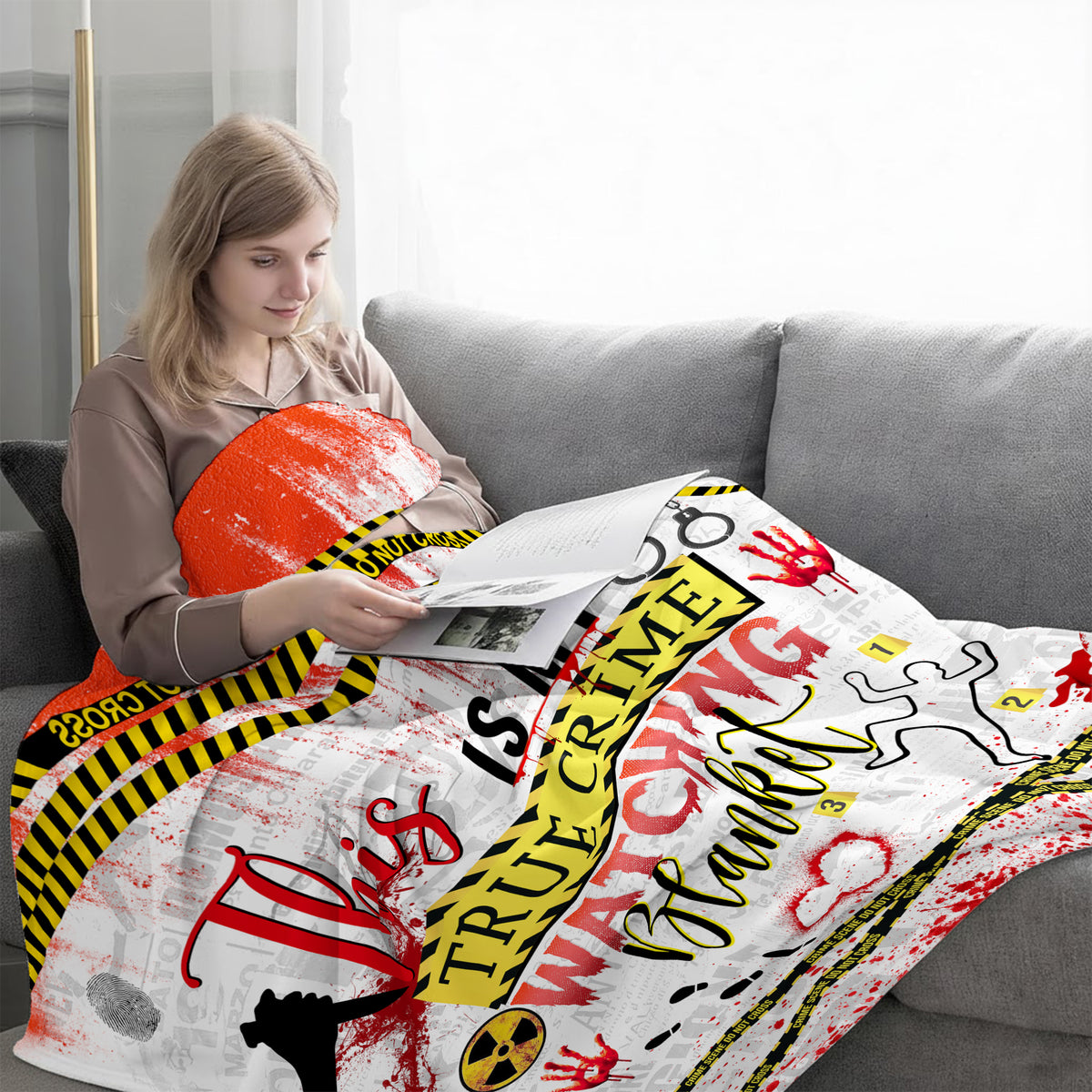 This Is My True Crime Watching Blanket – Cozy Fleece Throw for Crime Junkies Halloween Gifts